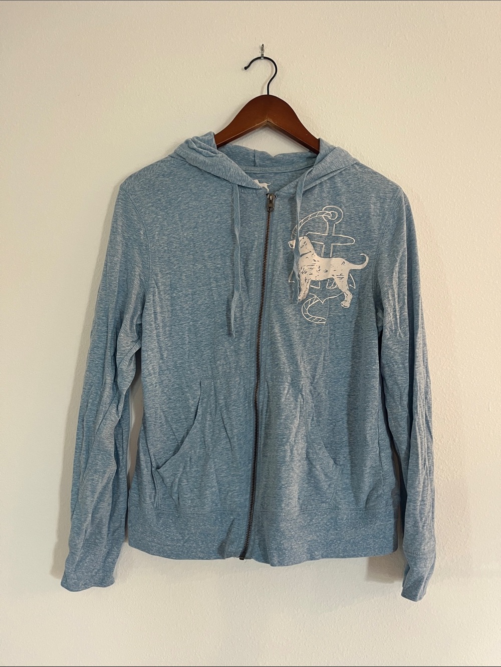 THE BLACK DOG Blue Zip Up Hooded Jacket